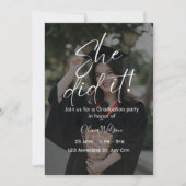 Invitation She Did It Script Fully Editable Graduation  (Devant)