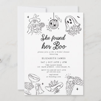 Invitation She Found Her Boo Ghost Floral  Bridal Shower 
