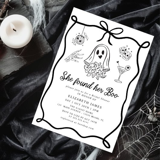 Invitation She Found Her Boo Ghost Floral  Bridal Shower 