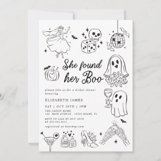 Invitation She Found Her Boo Ghost Floral  Bridal Shower 