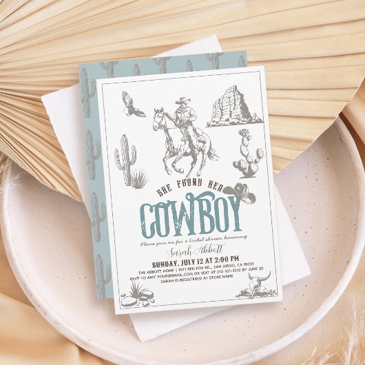 Invitation She Found Her Cowboy Blue Bridal Shower