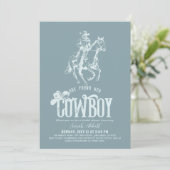 Invitation She Found Her Cowboy Dusty Blue Bridal Shower (Debout devant)