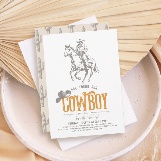 Invitation She Found Her Cowboy Orange Bridal Shower