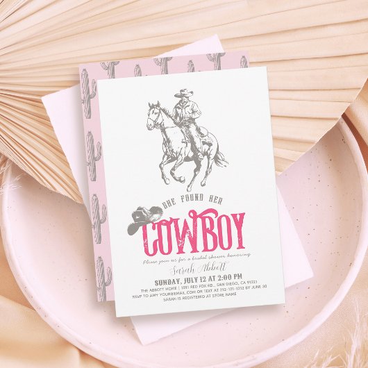 Invitation She Found Her Cowboy Pink Bridal Shower