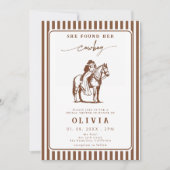 Invitation She Found Her Cowboy Western Striped Bridal shower (Devant)