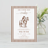 Invitation She Found Her Cowboy Western Striped Bridal shower (Debout devant)