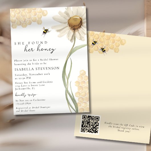 Invitation She Found Her Honey Bee Bridal Shower QR Code