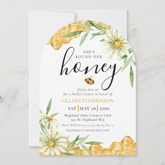 Invitation She Found Her Honey Bee Themed Daisy Bridal Shower (Devant)