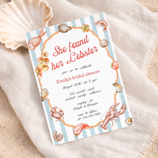 Invitation She Found Her Lobster Coastal Bridal Shower