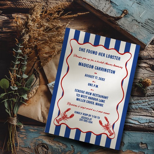 Invitation She Found Her Lobster Nautical Bridal Shower