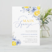 Invitation She Found Her Main Squeeze Blue Bridal Shower (Debout devant)