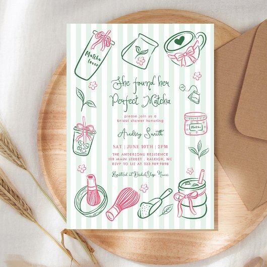 Invitation She Found Her Perfect Matcha Green  Bridal Shower