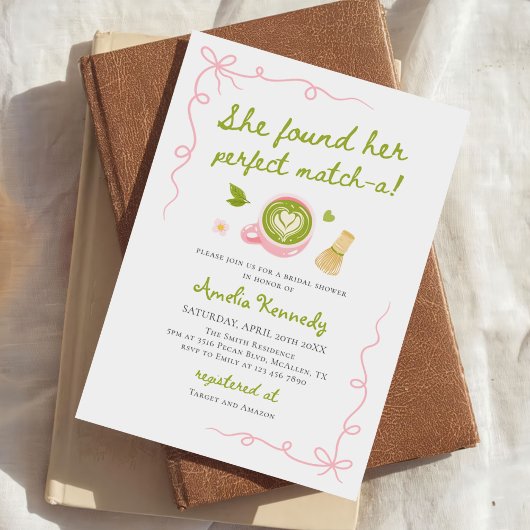 Invitation She Found Her Perfect Matcha Green Bridal Shower