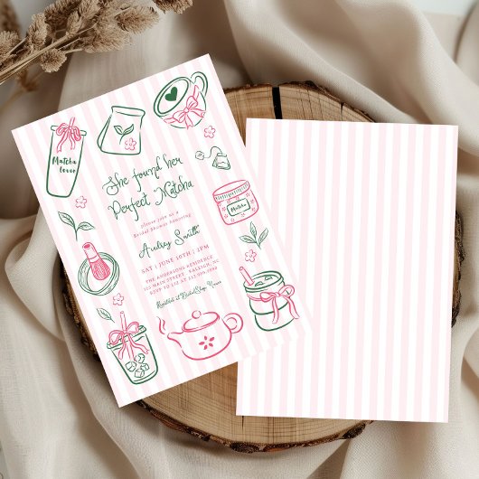 Invitation She Found Her Perfect Matcha Pink Bridal Shower