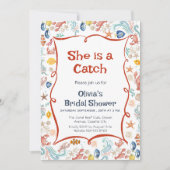 Invitation She Is a Catch Coastal theme Bridal Shower  (Devant)