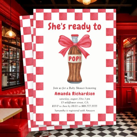 Invitation She is Ready to Pop Soda Bottle Baby Shower