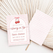 Invitation She is the Cherry on Top Gingham Baby Shower