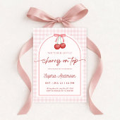 Invitation She is the Cherry on Top Gingham Baby Shower