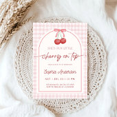 Invitation She is the Cherry on Top Gingham Baby Shower