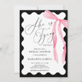 Invitation She is Tying the Knot Pink Bow Bridal Shower (Devant)