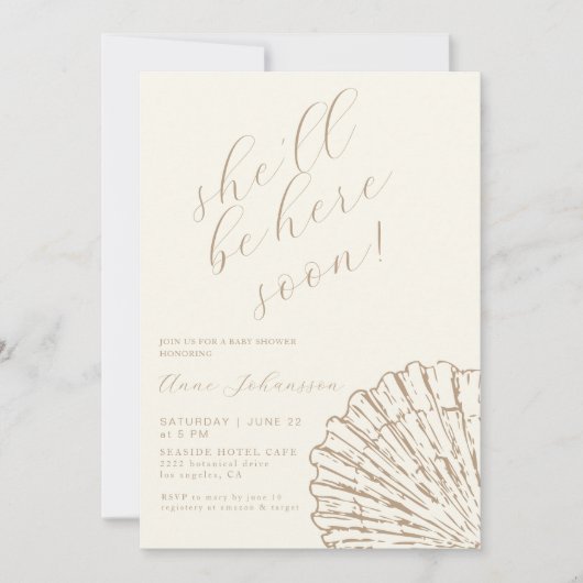 Invitation She´ll Be Here Soon Elegant Baby Girl Shower (Devant)