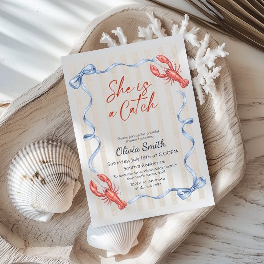 Invitation She’s a Catch Costal Lobster Bridal Shower 