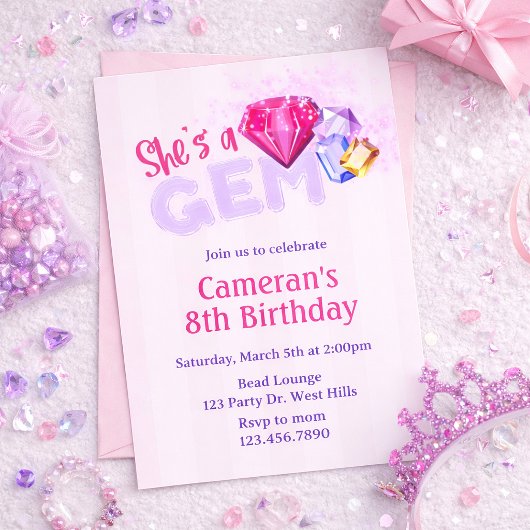 Invitation She’s a Gem Birthday  | Gemstone |