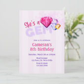 Invitation She’s a Gem Birthday  | Gemstone | (Debout devant)