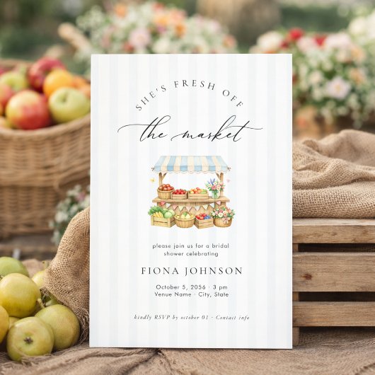 Invitation She’s Fresh Off the Market Stripe Bridal Shower