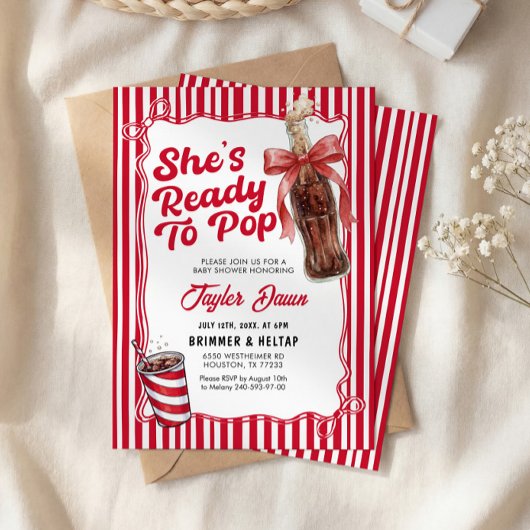 Invitation She’s Ready to Pop Cola Bottle Baby Shower 