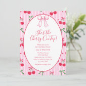Invitation She’s the Cherry On Top Line Art Baby Shower (Debout devant)