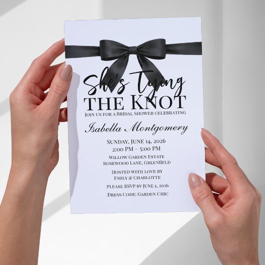 Invitation She’s Tying the Knot Theme Black Bow