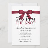 Invitation She’s Tying the Knot Theme Burgundy Bow (Devant)