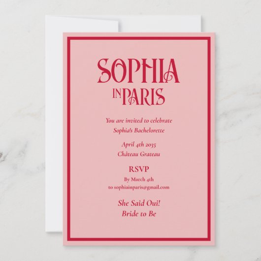 Invitation She Said Oui! The Bride To Be Paris Bachelorette (Devant)