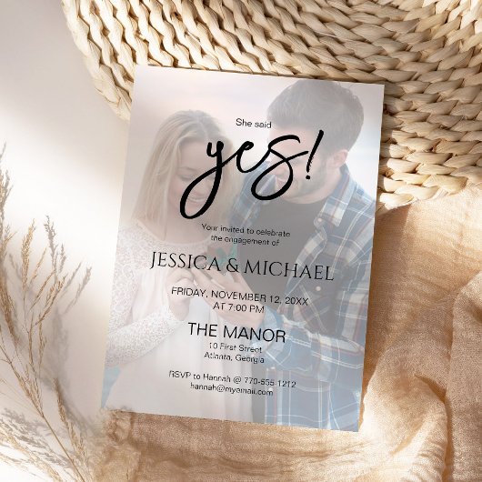 Invitation She Said Yes! Photo Engagement Party 