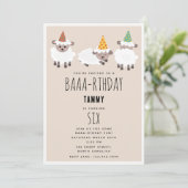 Invitation Sheep Lamb Cute Funny Farm Party Animals Birthday (Debout devant)