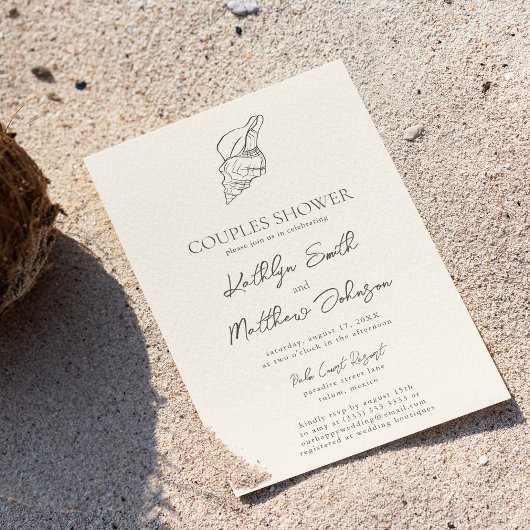 Invitation Shell Beach Ocean Mariage Couples douche