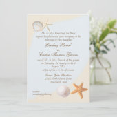 Invitation Shell Beach Sea Shore Mariage (Debout devant)