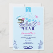 Invitation Shell Hand Drawn Something Blue Beach Bachelorette (Devant)