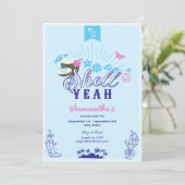 Invitation Shell Hand Drawn Something Blue Beach Bachelorette (Debout devant)