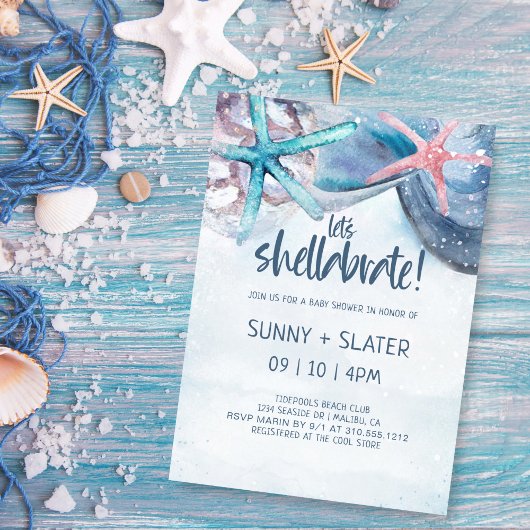 Invitation Shellabration | Fête de bébé Coquillages de plage