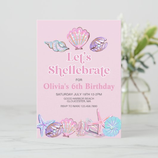 Invitation Shellebrate Seashell Beach (Debout devant)