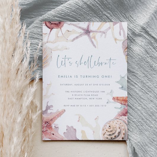 Invitation Shellebrate | Summer Beach fête d'anniversaire