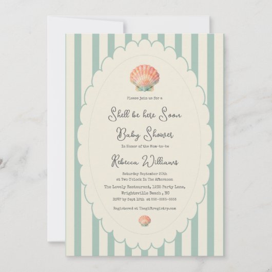 Invitation Shelly sera bientôt là Baby Shower côtier (Devant)