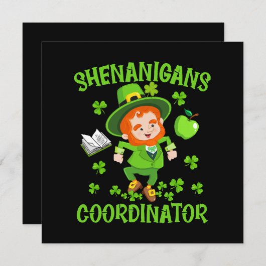 Invitation Shenanigans Coordonnateur Funny Enseignant St Patr (Devant / Derrière)