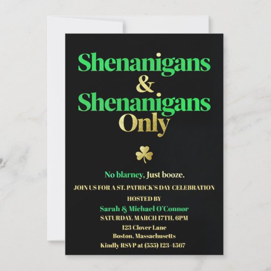 Invitation Shenanigans & Shenanigans Only St. Patrick’s Day (Devant)