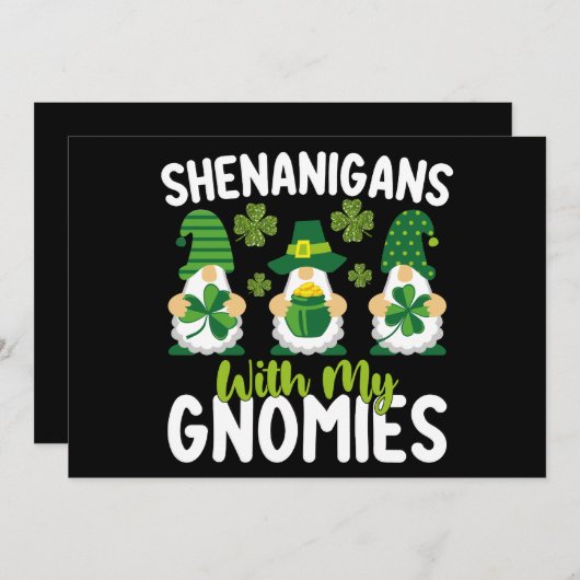 Invitation Shenanigans with My Gnome Gnome St Patrick's Day (Devant / Derrière)