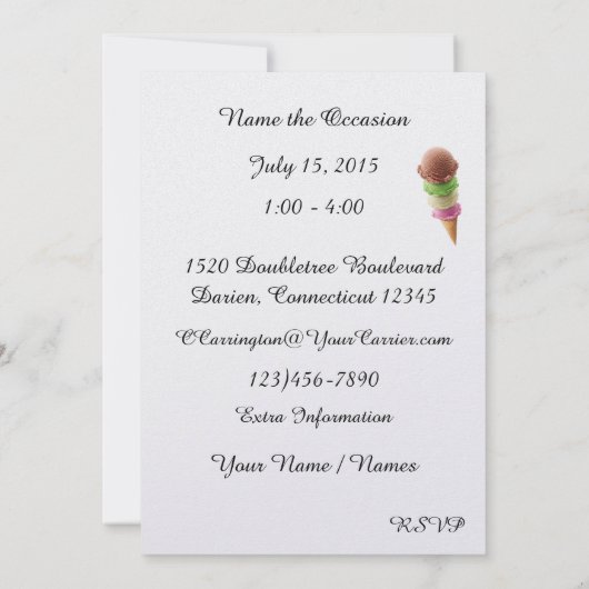 Invitation Sherbet crème glacée - SRF (Dos)