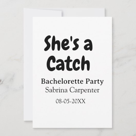 Invitation She's a catch bachelorette party name date simple (Devant)