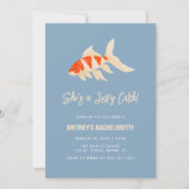 Invitation She's A Lucky Catch Koi Fish Blue Bachelorette (Devant)